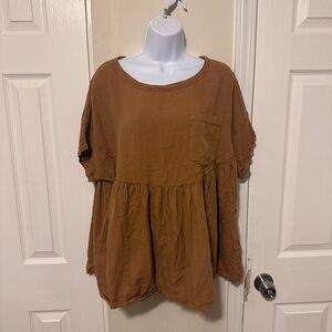 We The Free Tan Peplum Blouse